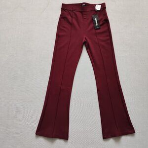NWT Express Burgundy Pintuck Flare Leg Dress Pants - Size Medium - Deep Berry
